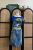Distressed Y2K Utility Style Denim Skirt