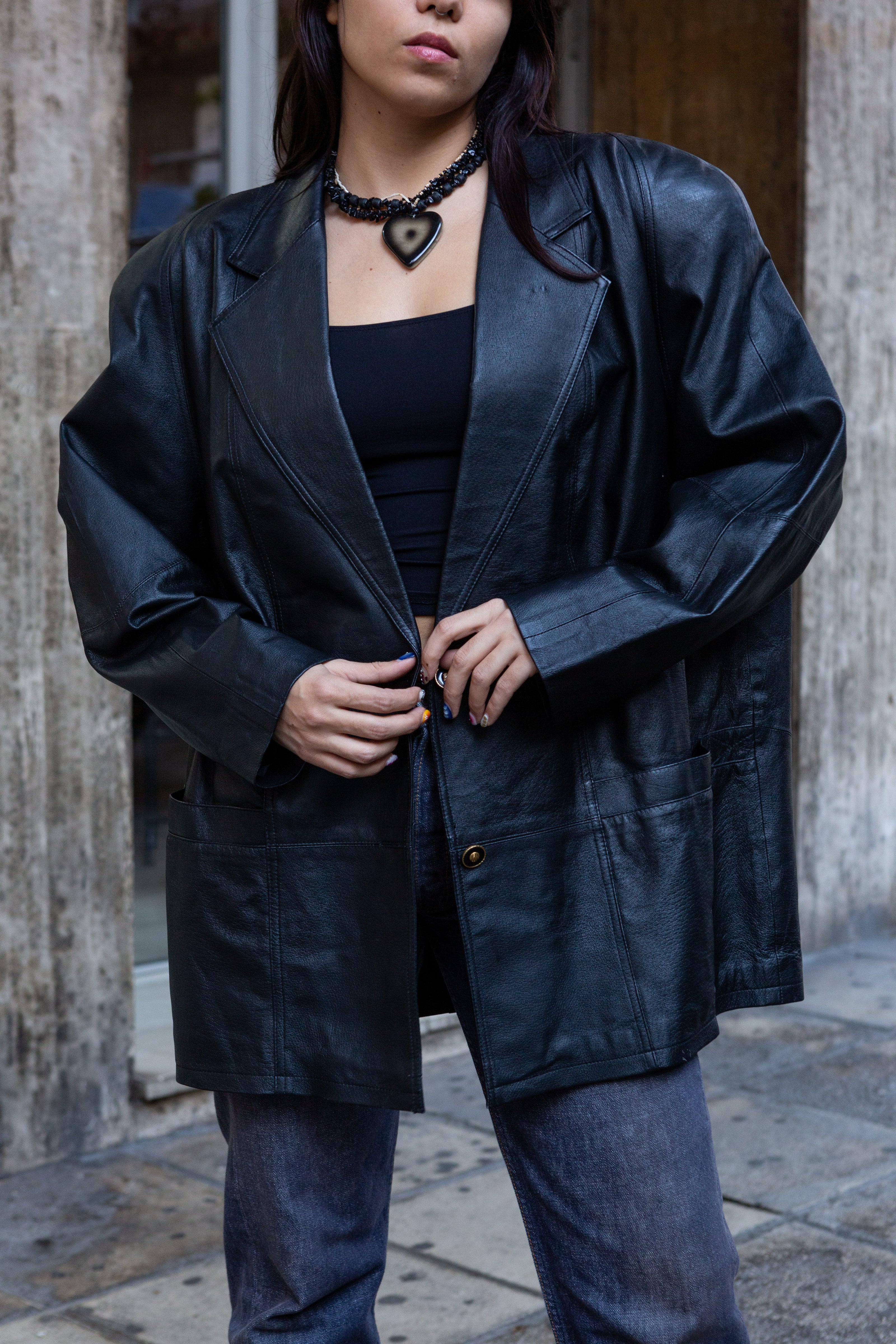 Vintage genuine leather jacket (XL)