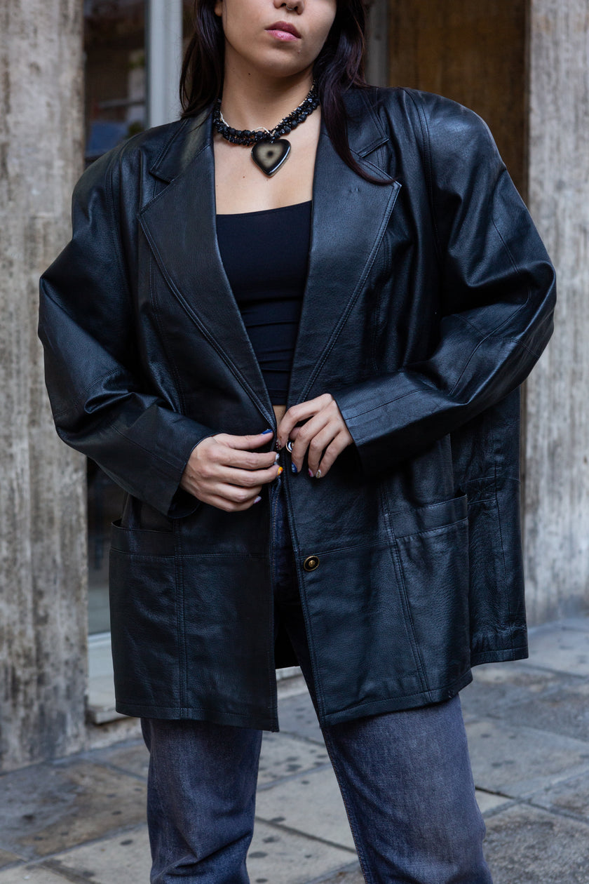 Vintage genuine leather jacket (XL)