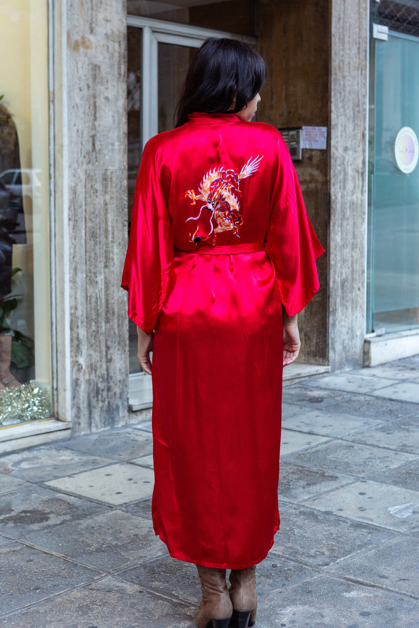 Stunning red 100% rayon chinese dragon robe