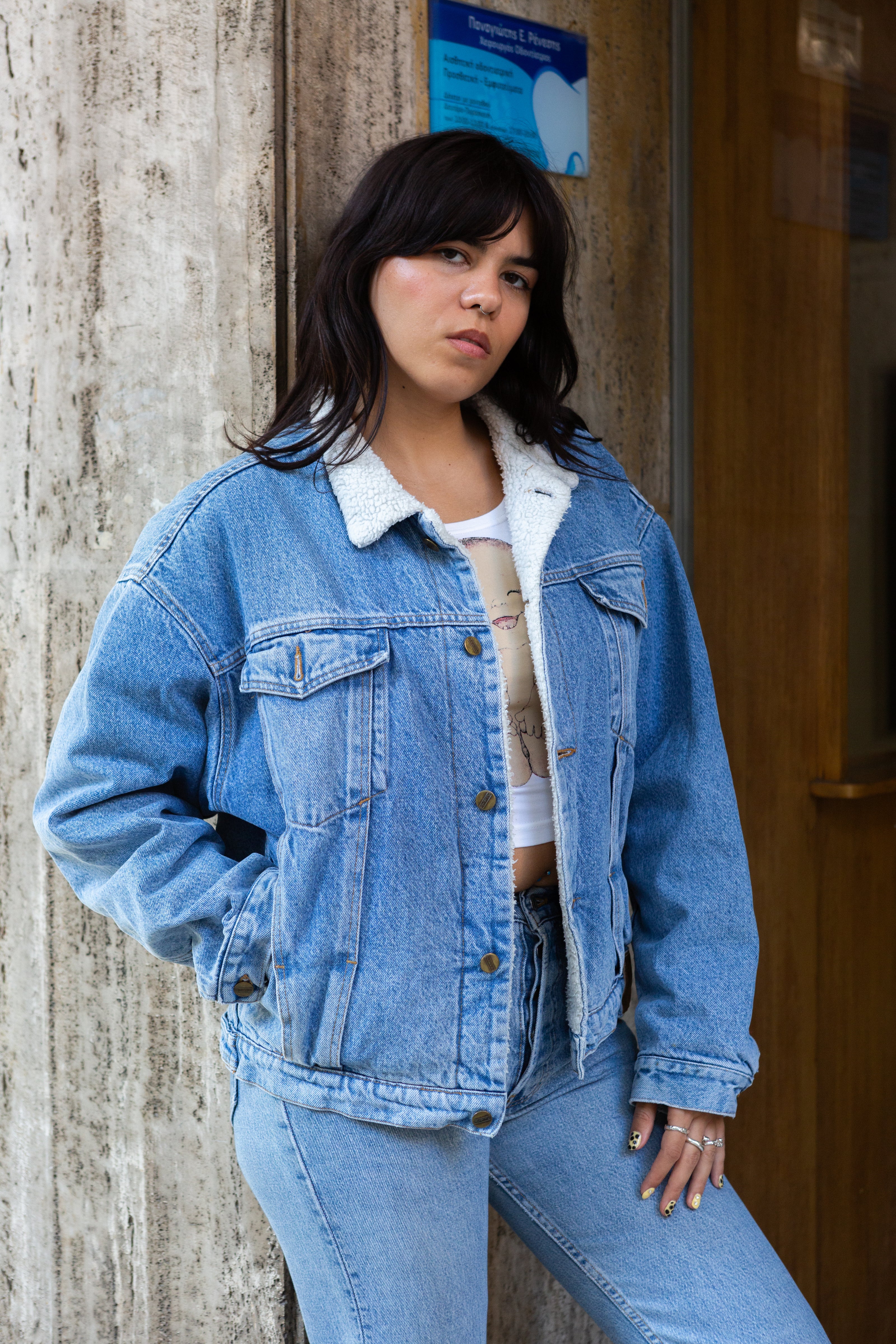 Quarry jean jacket with fur lining
