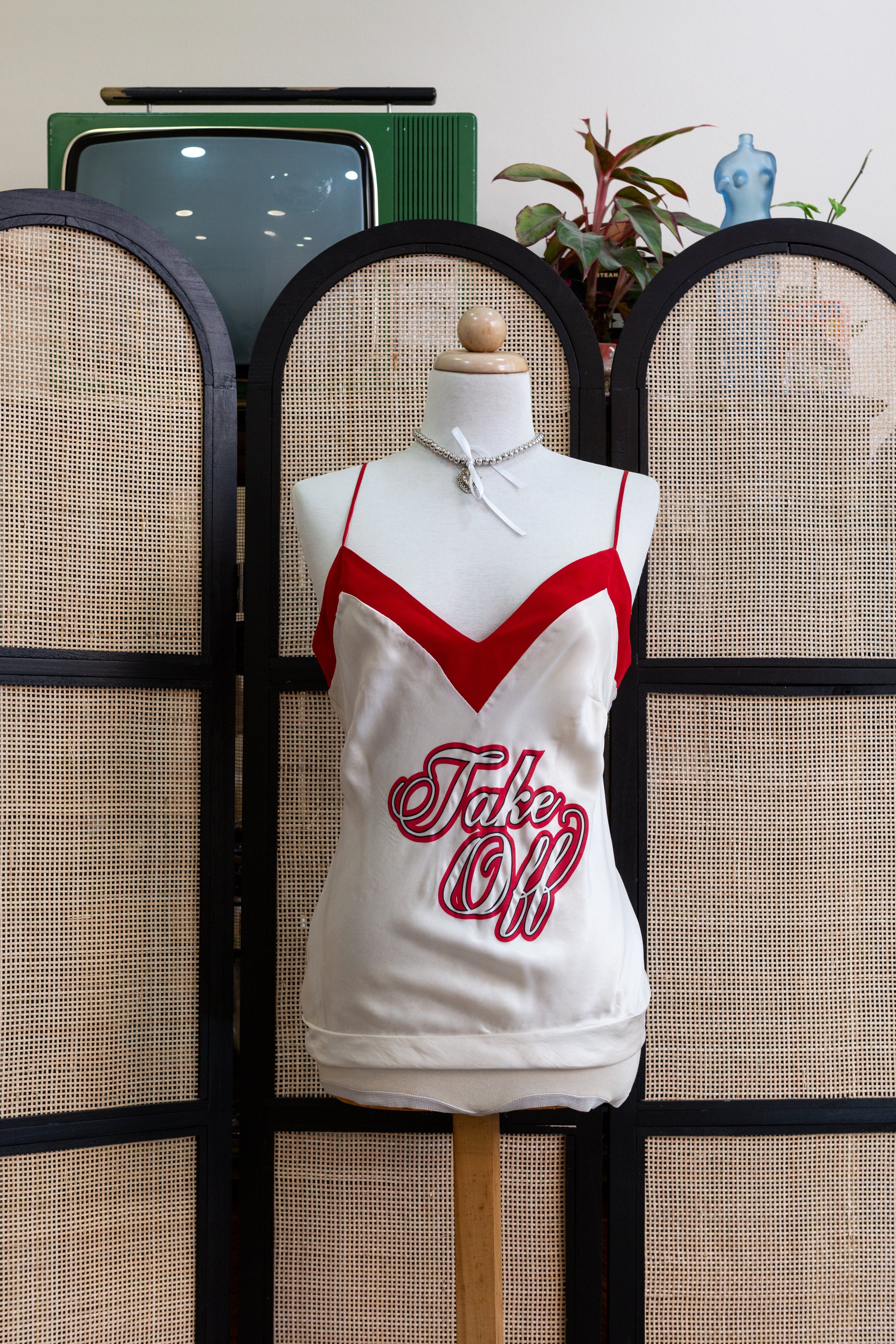 Vintage deadstock Cinema 100% silk top