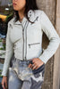 Vintage oof white biker leather jacket