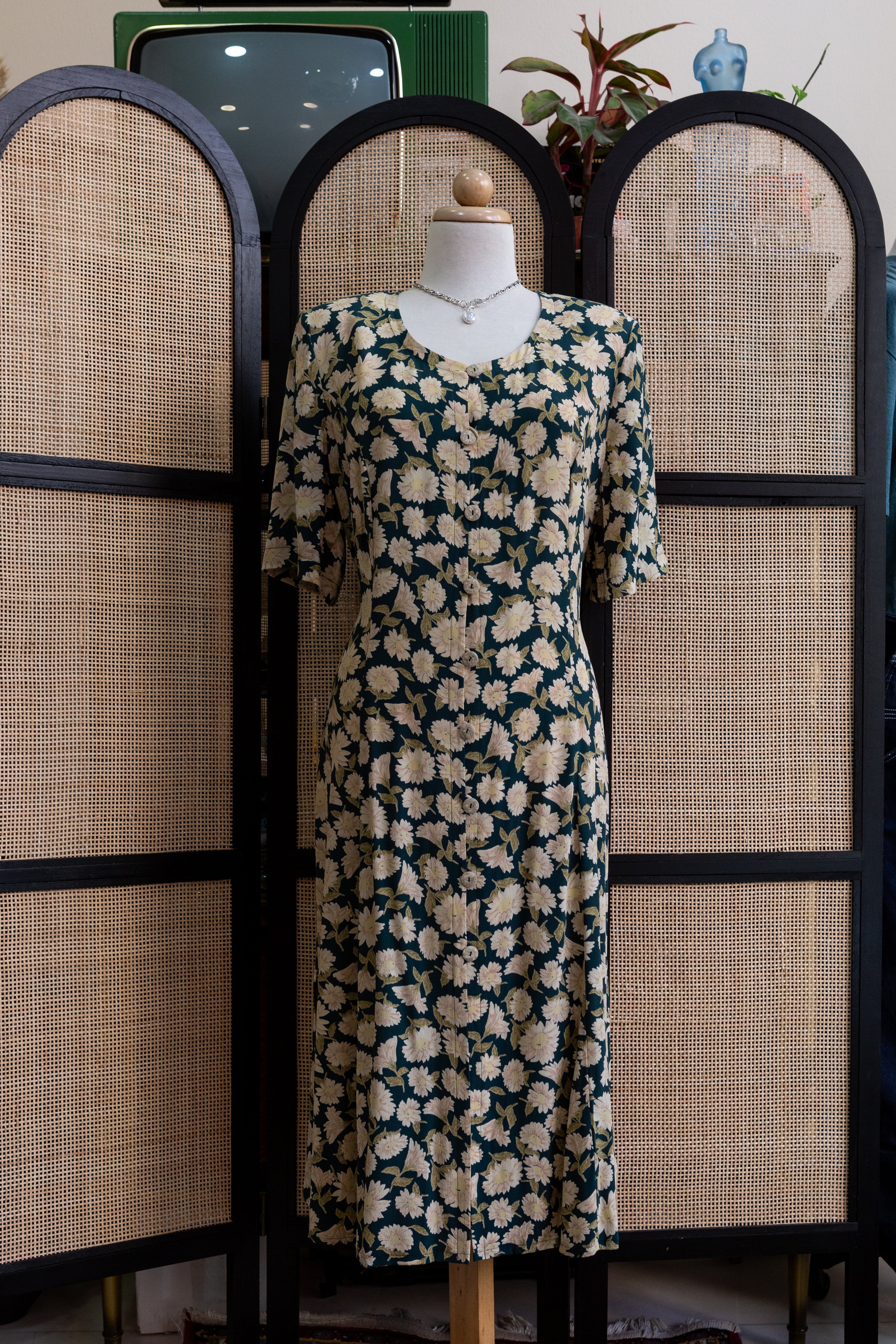 FRANKEN WALDER vintage floral button up dress