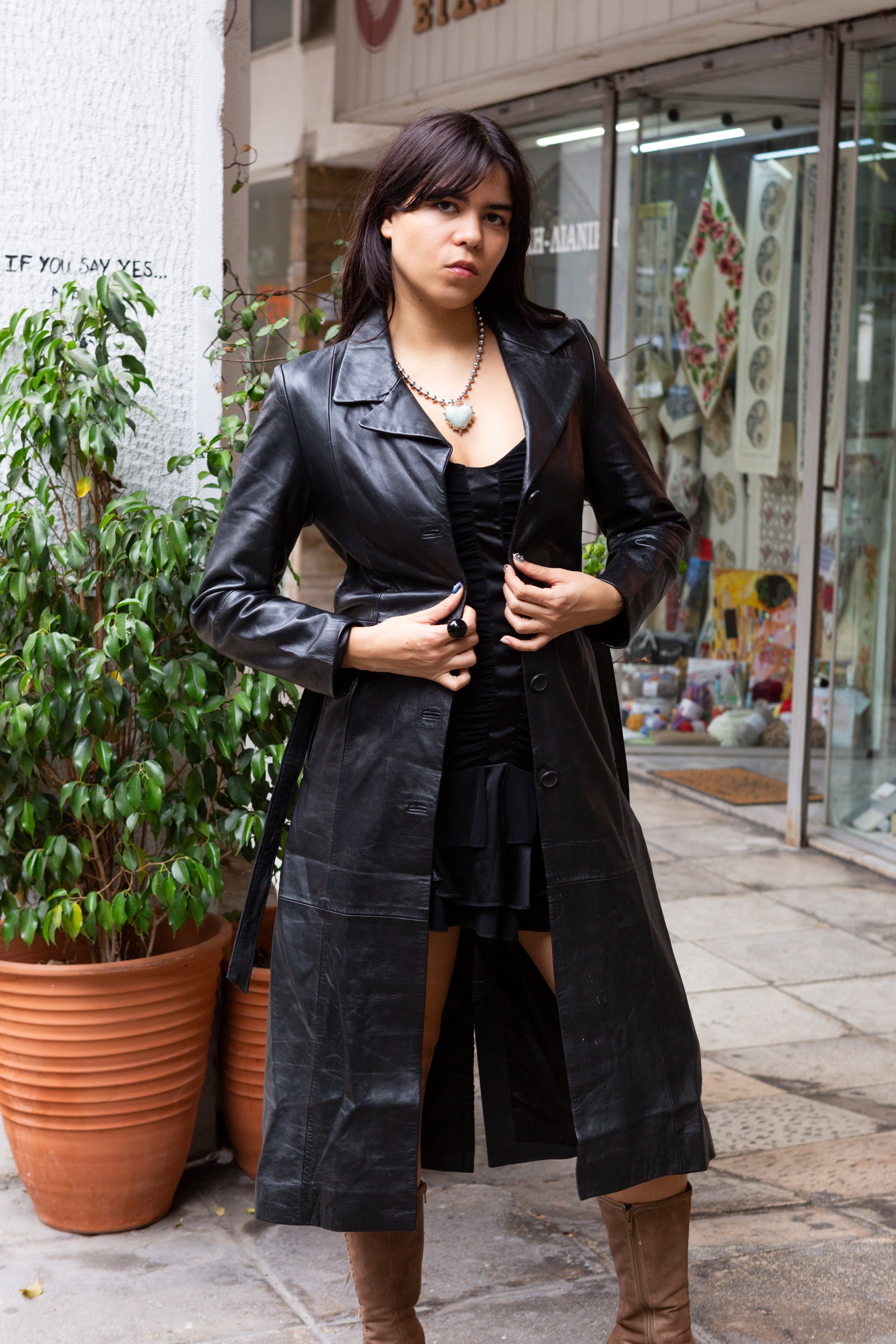 Stunninng classic long genuine leather jacket