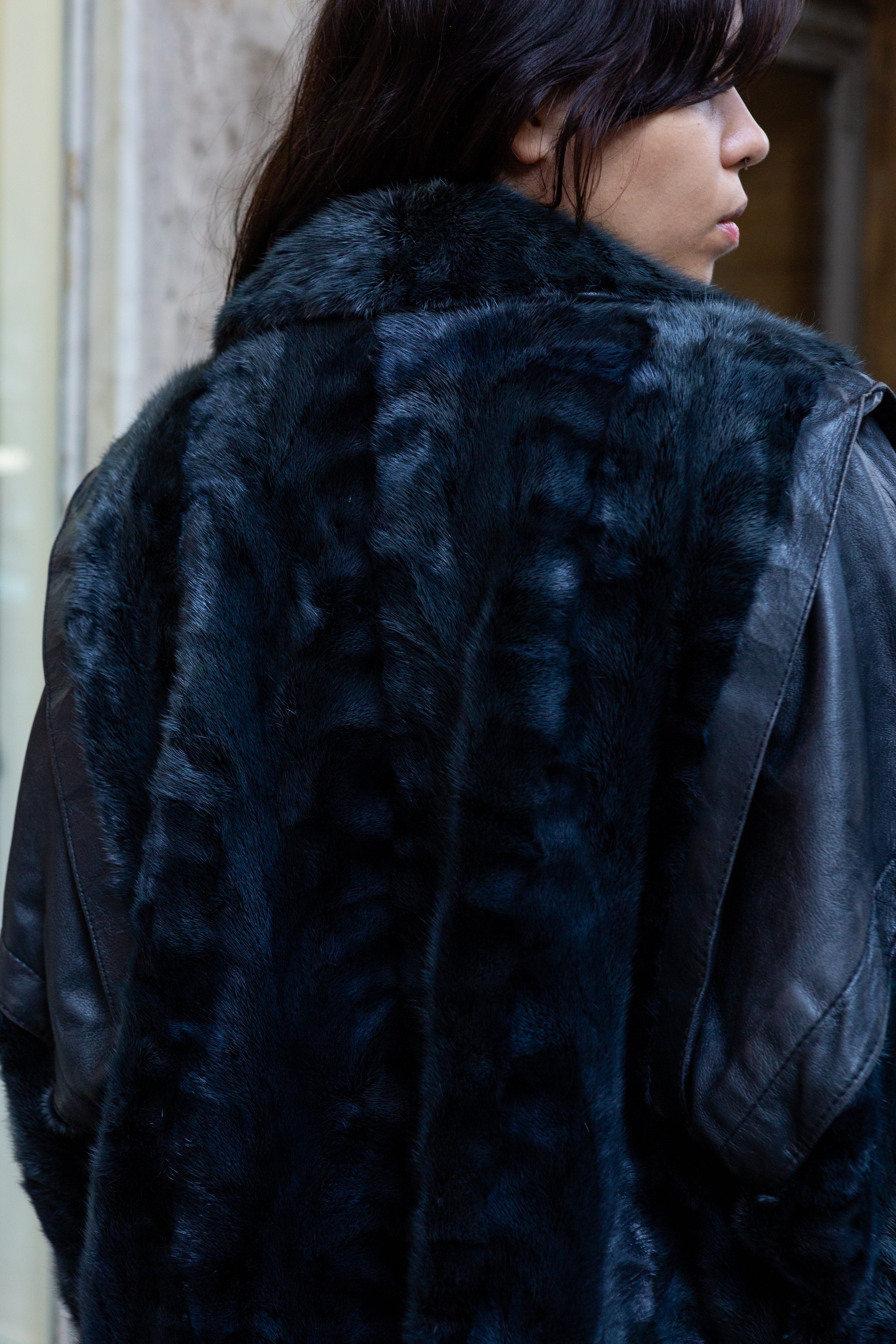 Vintage German Pelze Walkenhorst Niehaus Fur & Leather Coat – Deep Midnight Blue (L)