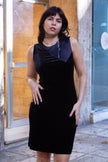 Deadstock bodycon velvet dress with satin details (L)