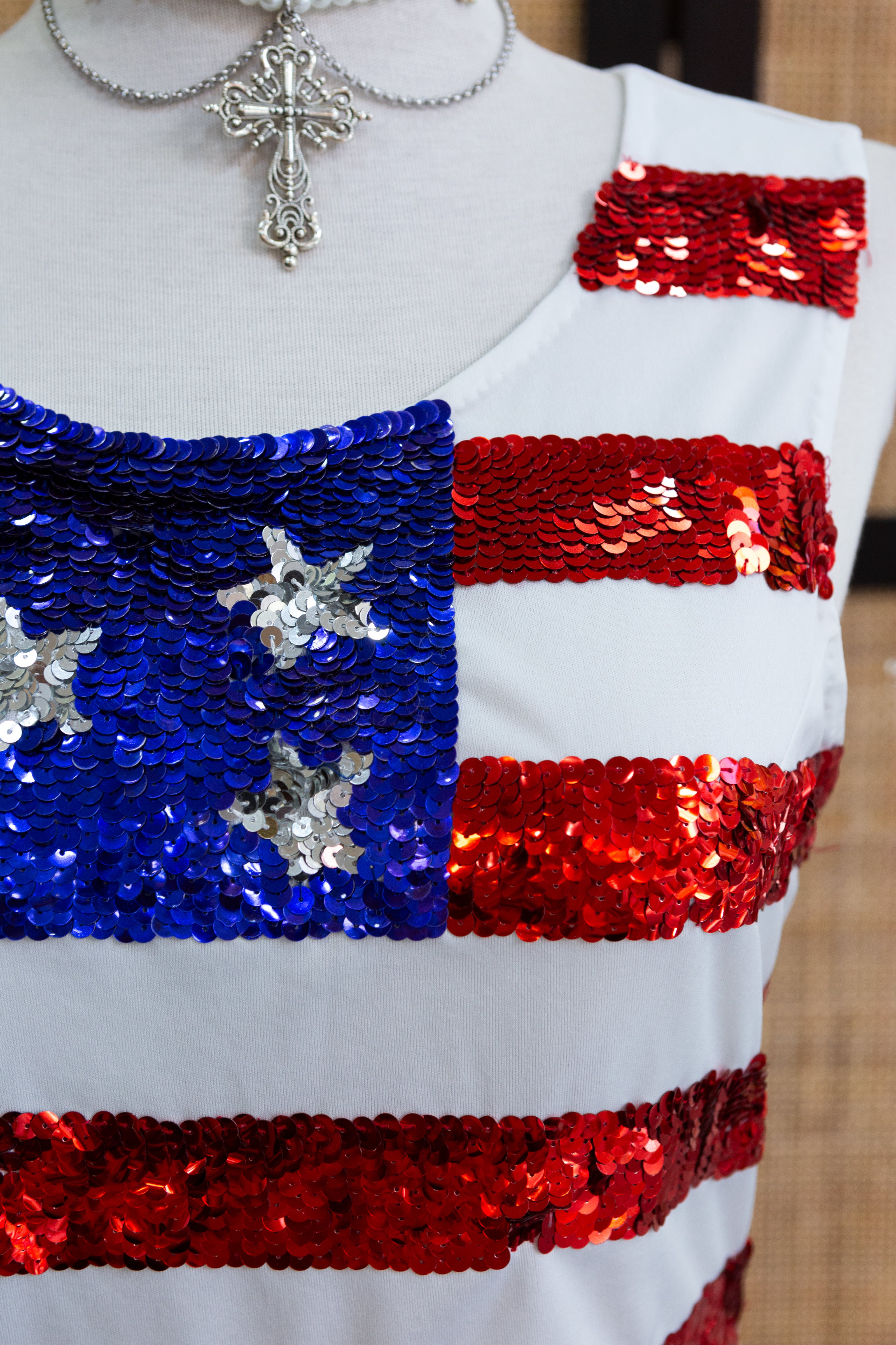 Hot American flag sequin top