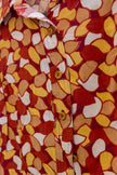 60s Mod Leaf Print Shirt – Cropped Button-Up in Autumn Tones