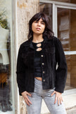 Vintage black button up genuine suede jacket (S/M)