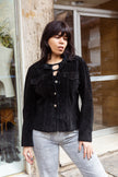 Vintage black button up genuine suede jacket (S/M)