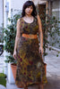 Vintage boho sheer layered paisley maxi dress in earthy tones (XL)