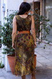 Vintage boho sheer layered paisley maxi dress in earthy tones (XL)
