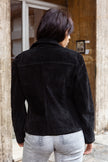 Vintage black button up genuine suede jacket (S/M)