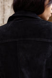Vintage black button up genuine suede jacket (S/M)