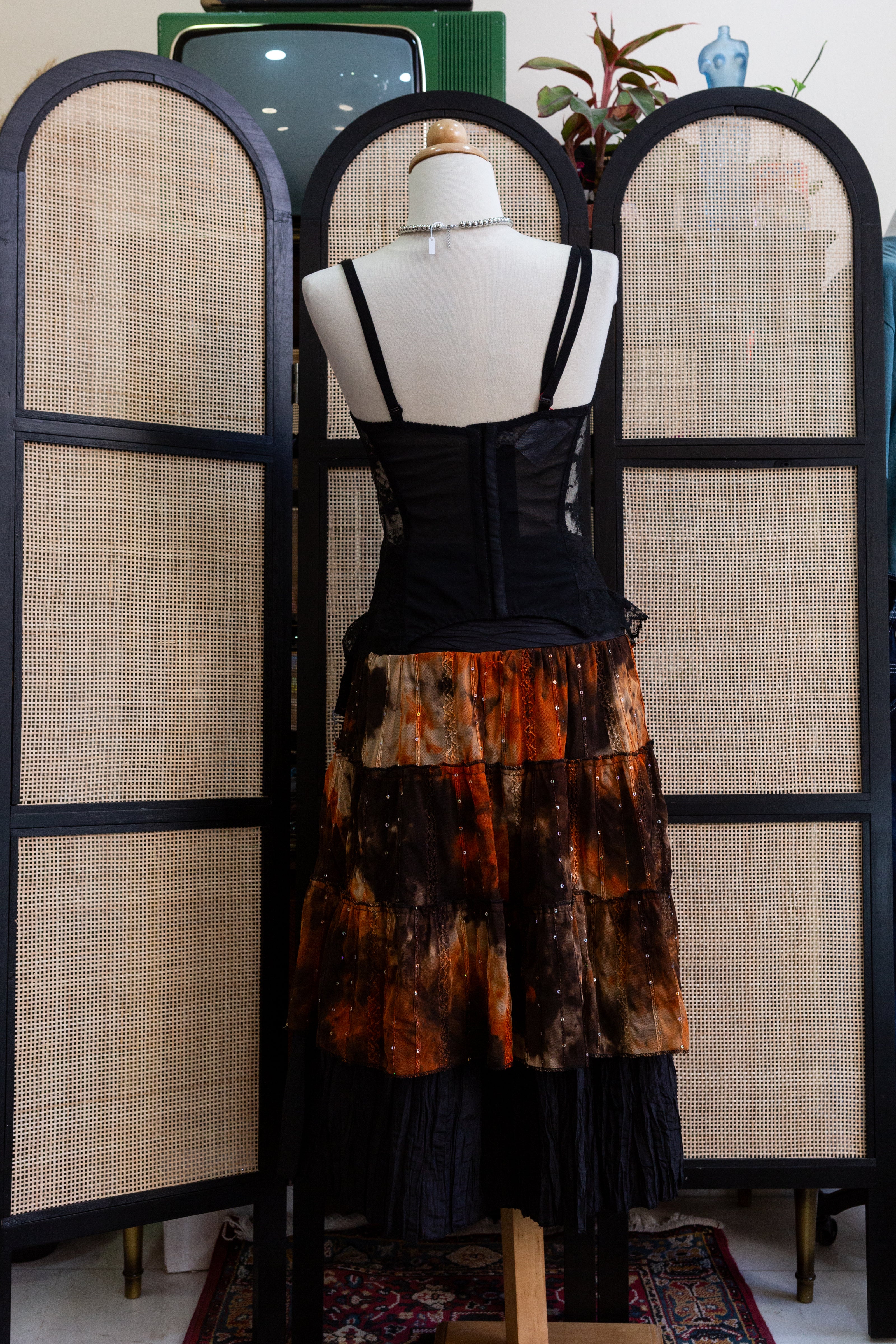 Vintage Boho Tiered Maxi Skirt