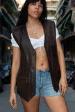 Brown leather vest