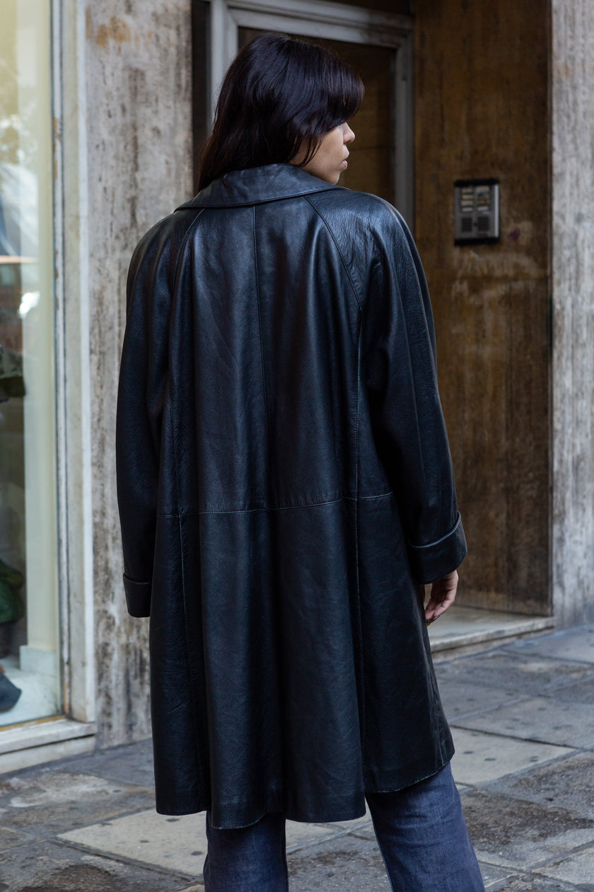 Vintage oversized genuine leather jacket (L/XL)