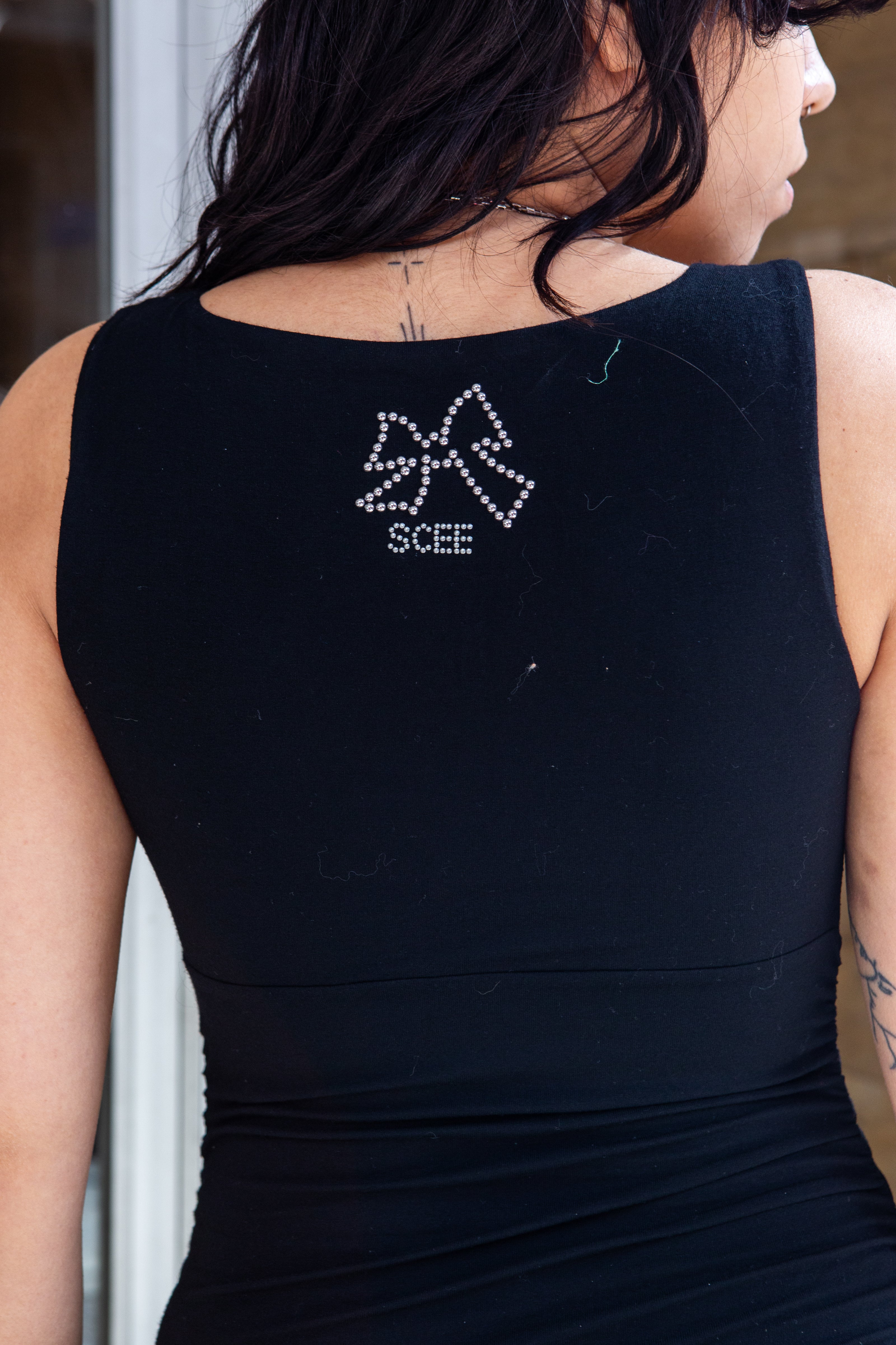 Super cute little black dress with see-through bow (Μ)