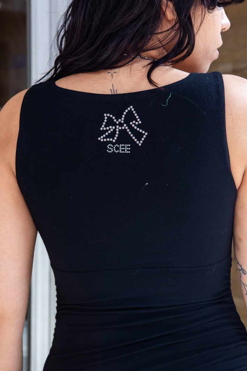 Super cute little black dress with see-through bow (Μ)