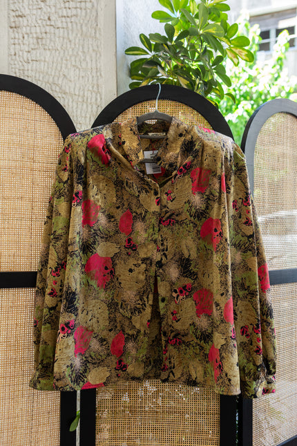 Bold Vintage Abstract Floral Print with shoulder pads