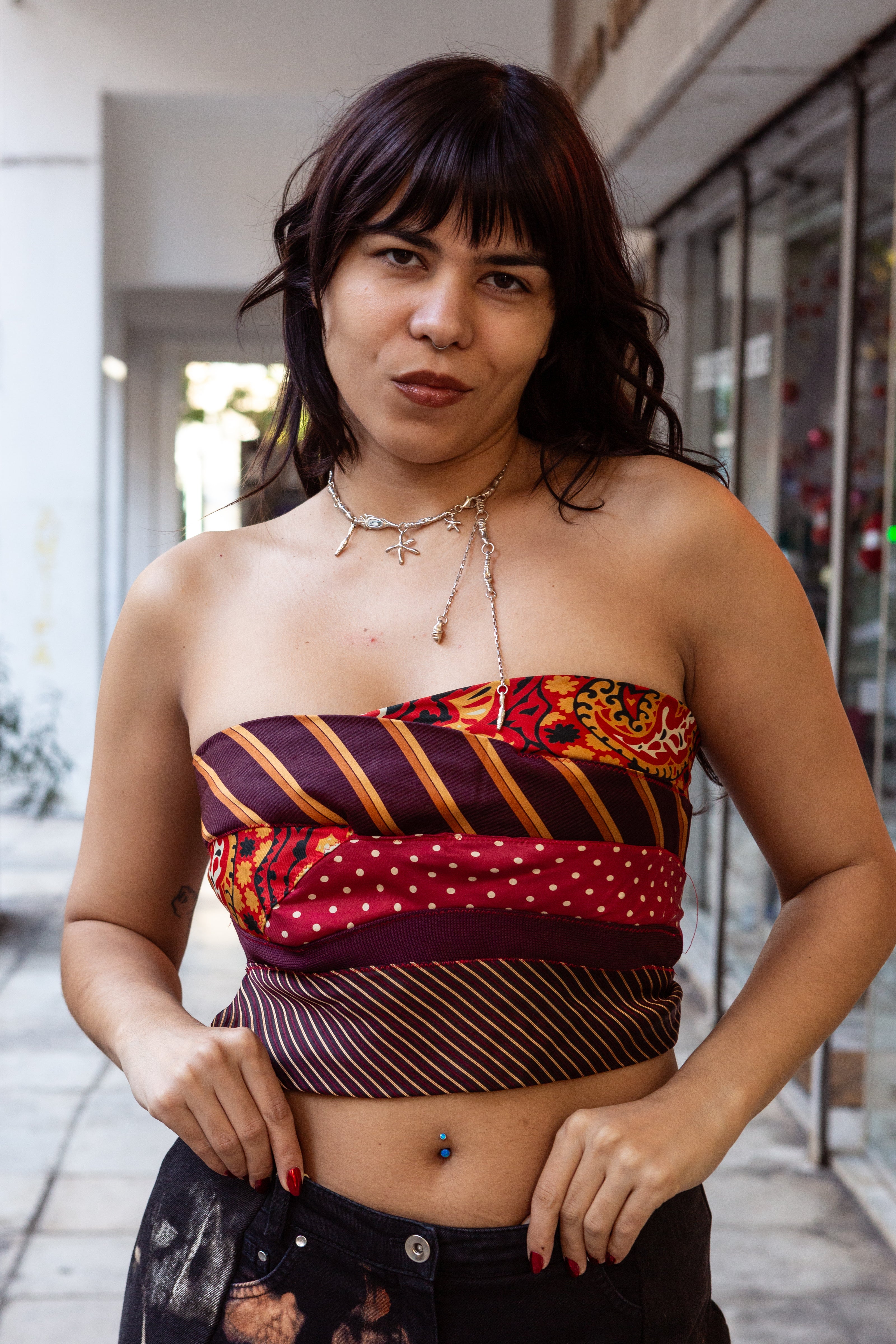 Cosette Up-cycled top with vintage ties