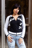 Black & White “American” Varsity-Style Zip-Up Hoodie (S/L)