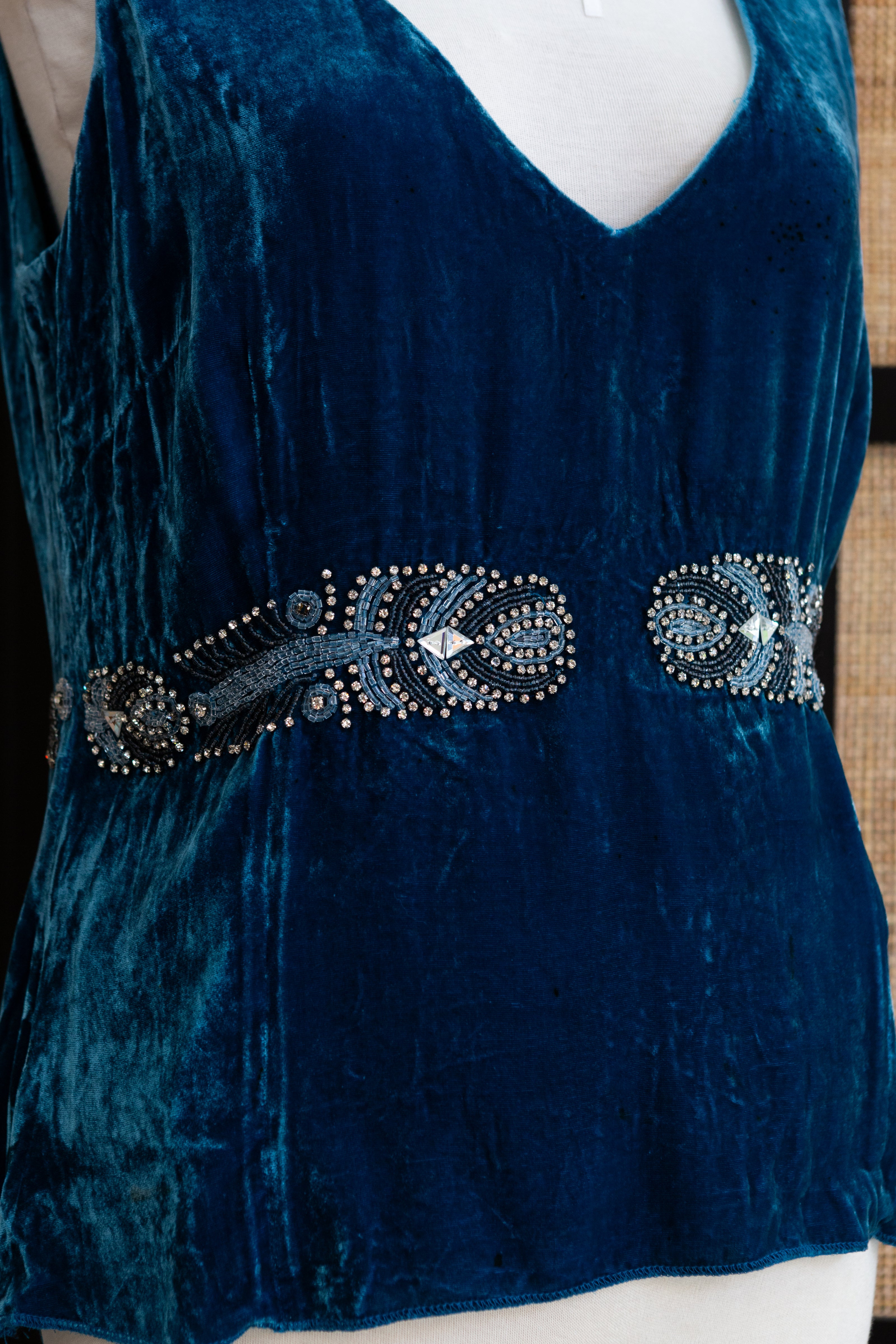 Vintage silk velvet top with bead detailing