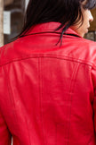 Vintage red fitted button up genuine leather jacket (S)
