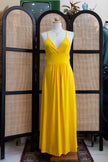 Vintage maxi yellow backless dress