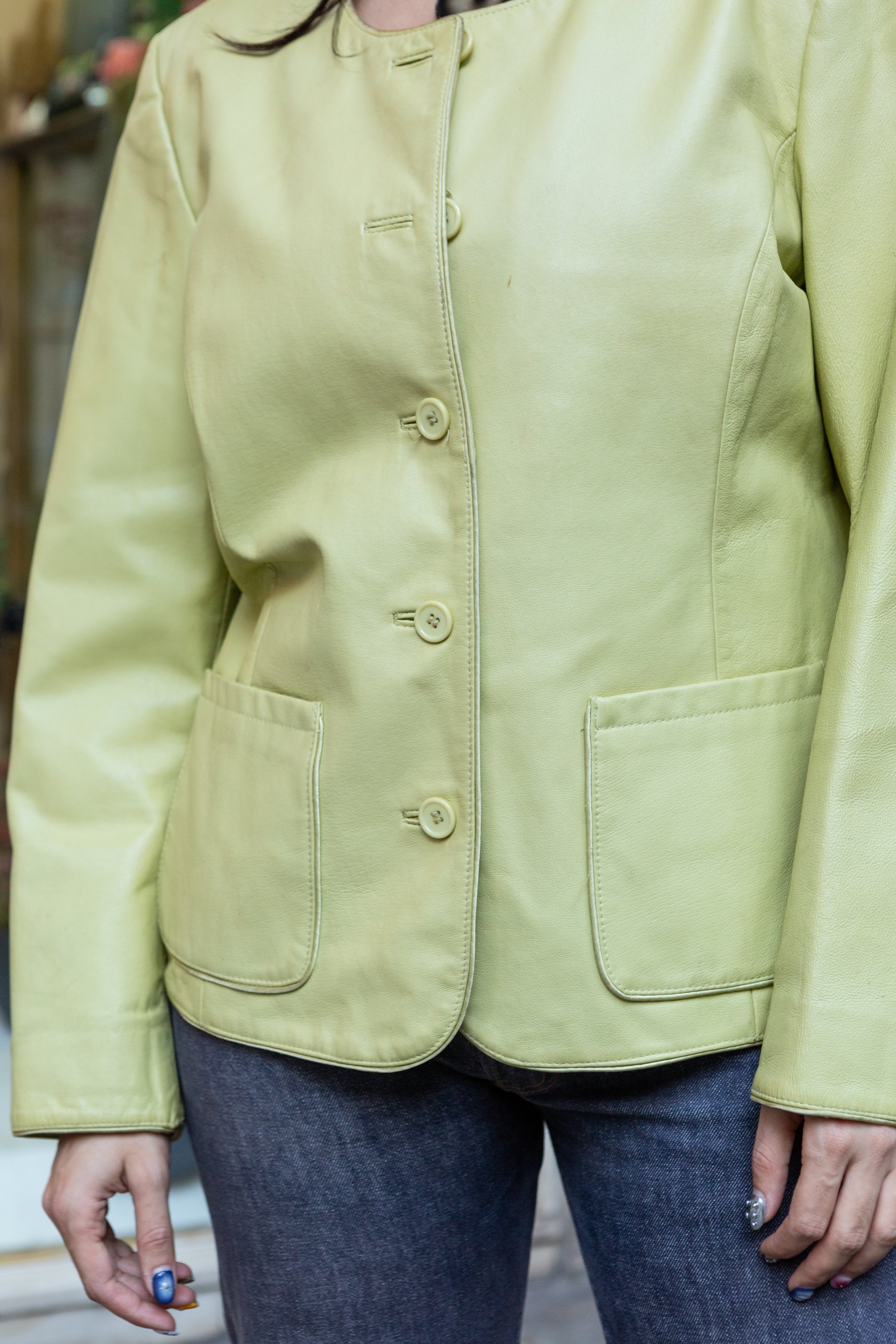 Vintage green genuine leather jacket (M/L)