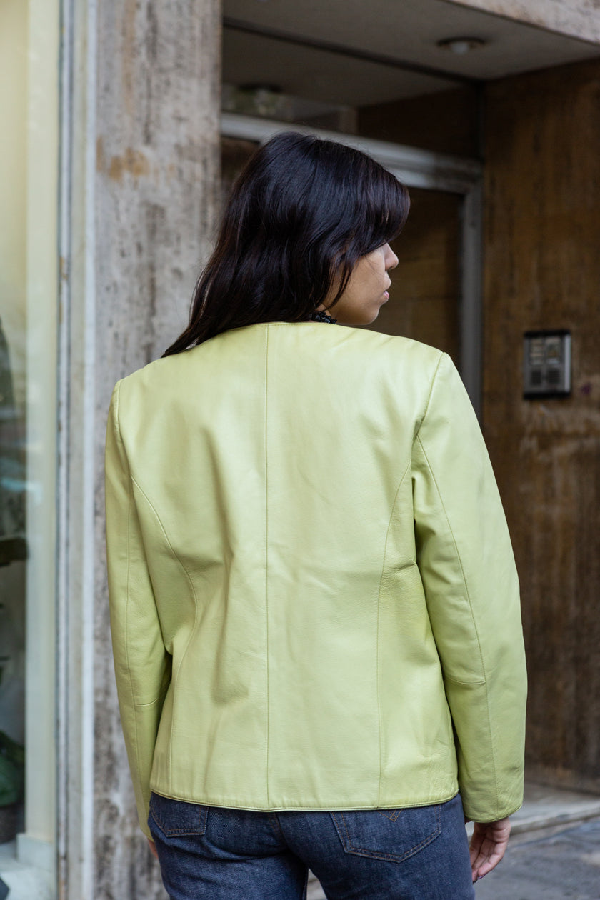 Vintage green genuine leather jacket (M/L)