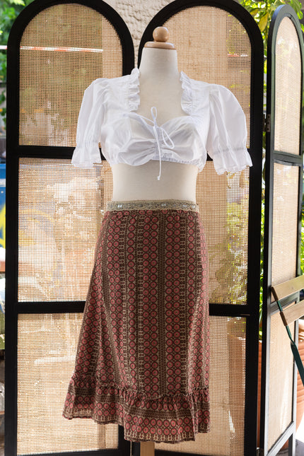 Vintage boho style wrap skirt