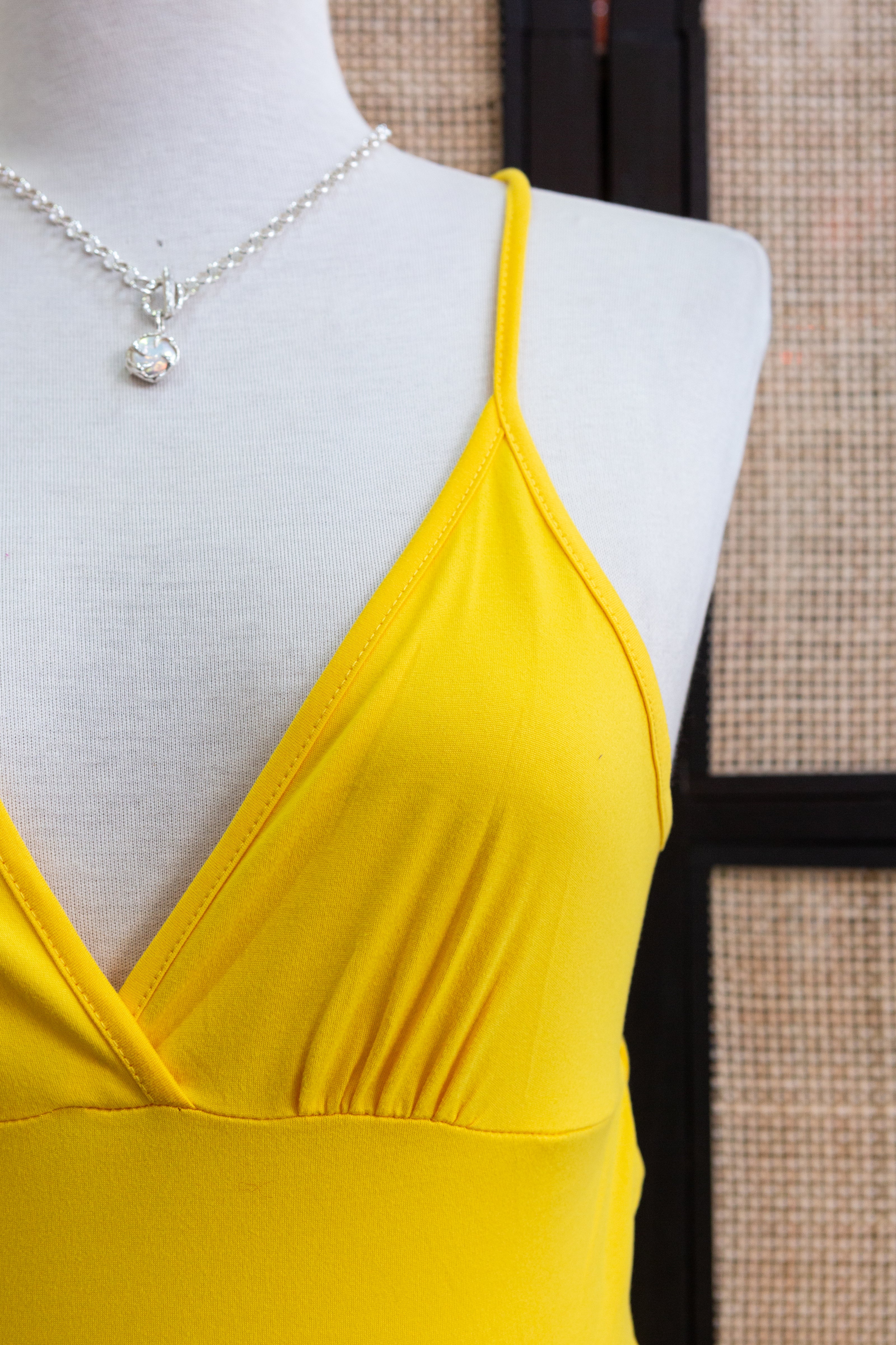Vintage maxi yellow backless dress