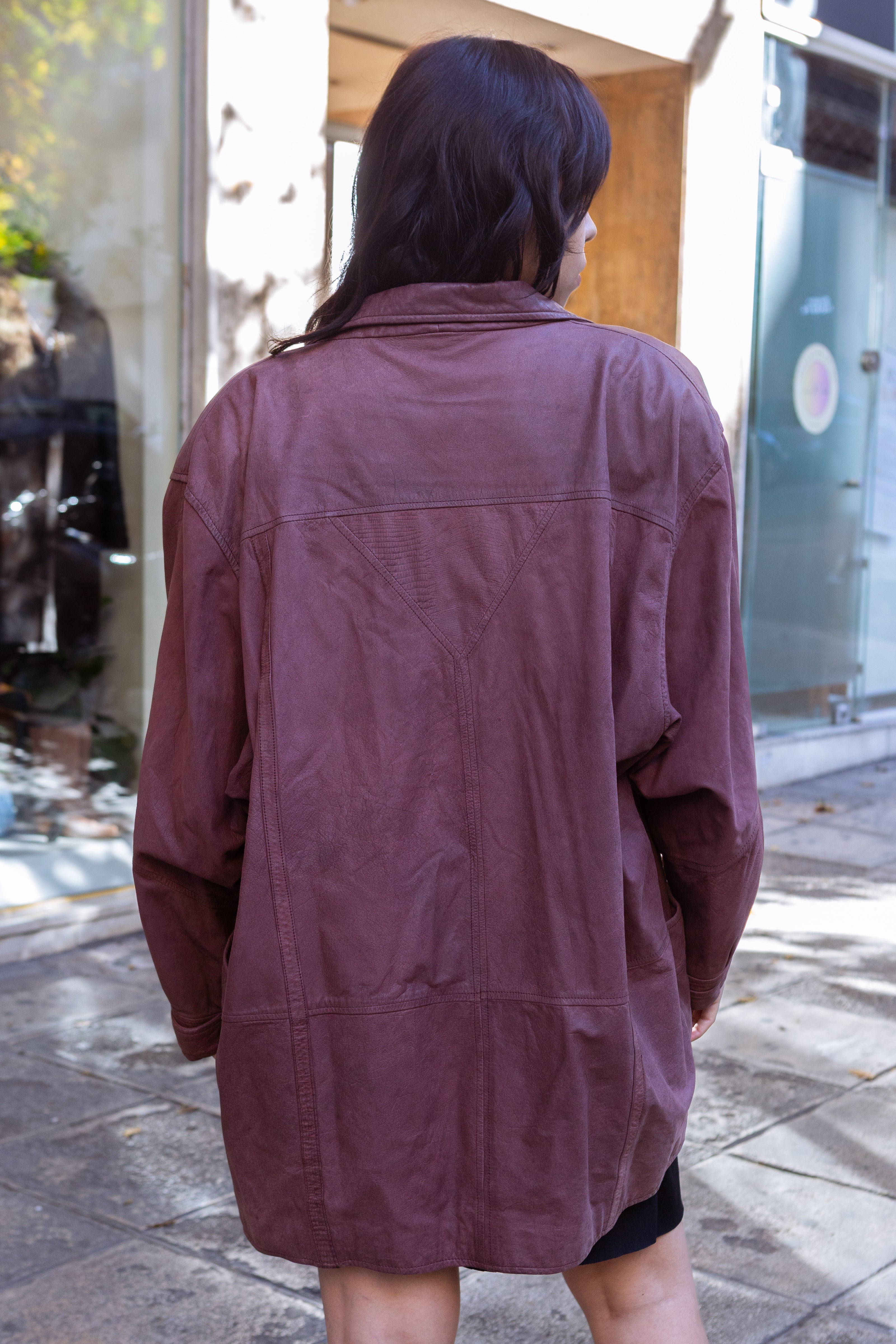 Amazing dusty purple leather jacket (XL)