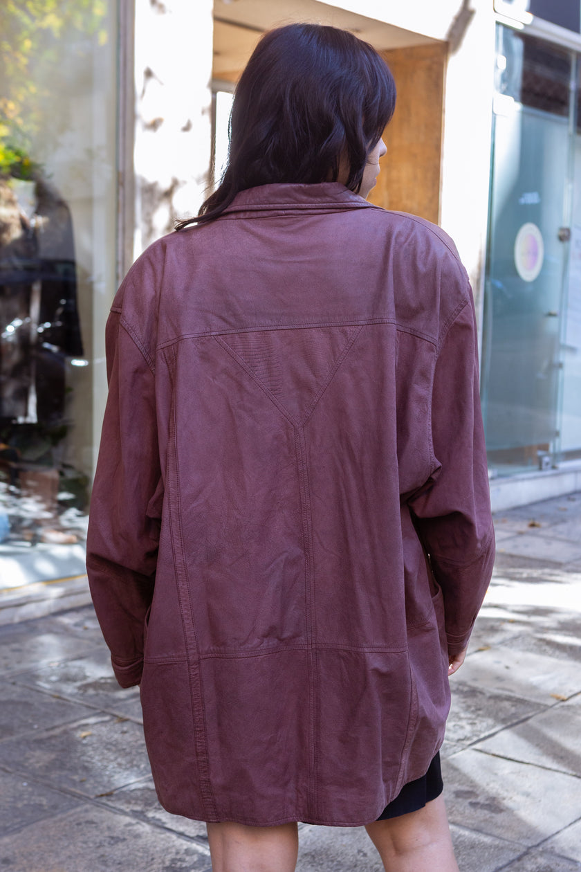 Amazing dusty purple leather jacket (XL)