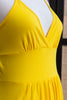 Vintage maxi yellow backless dress