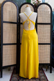 Vintage maxi yellow backless dress
