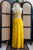 Vintage maxi yellow backless dress
