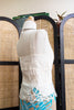Vintage Ivory Linen Corset Top with Cutout Lace Hem