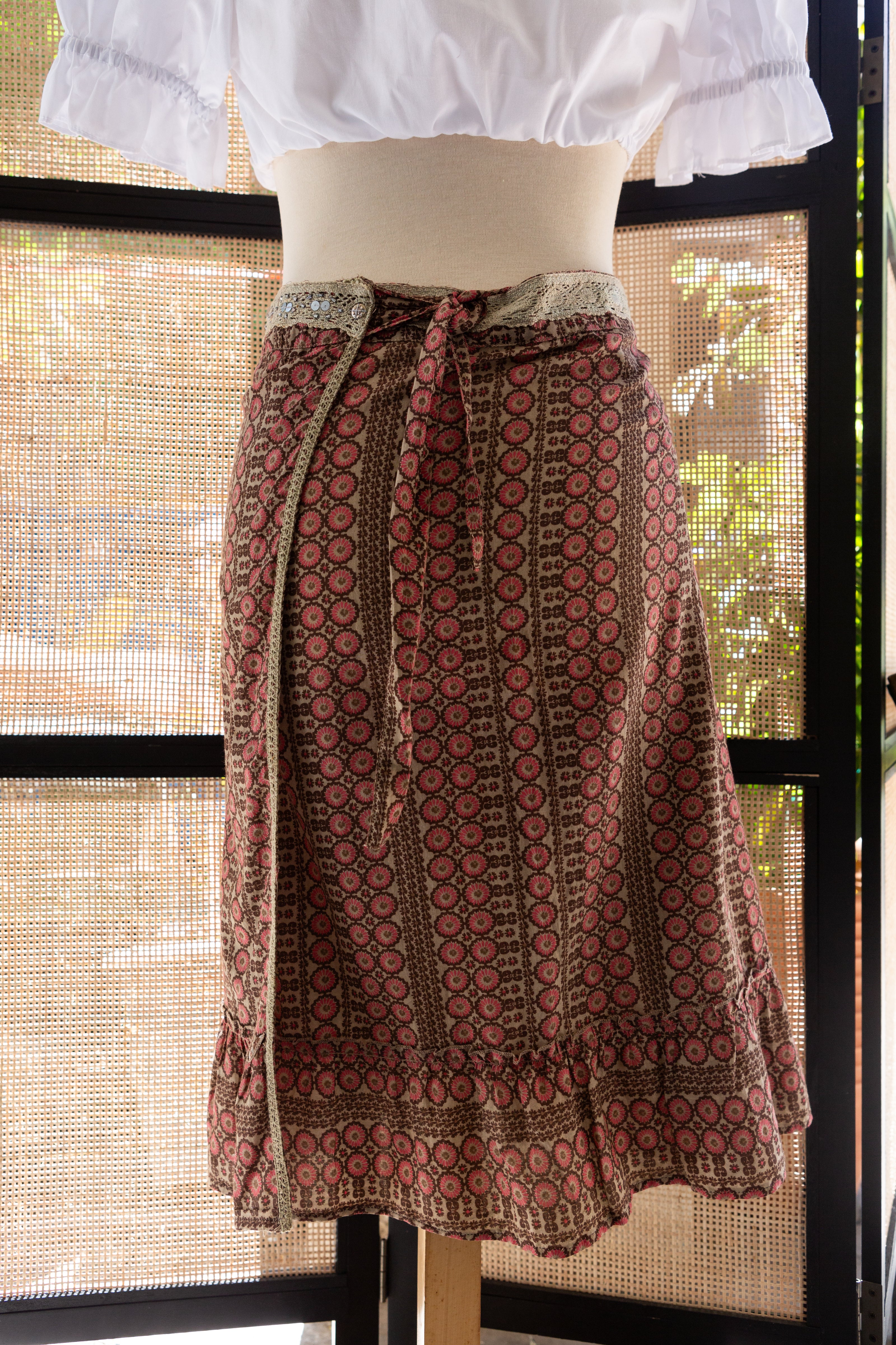 Vintage boho style wrap skirt