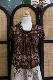Vintage Letter Print Cowl Neck Top