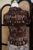 Vintage Letter Print Cowl Neck Top