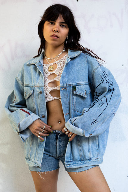 Stunning hand painted denim jacket