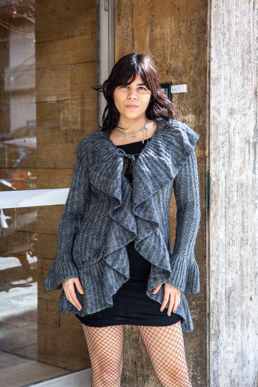 Amazing grey knitted cardigan dress (S/M)