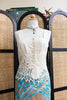 Vintage Ivory Linen Corset Top with Cutout Lace Hem