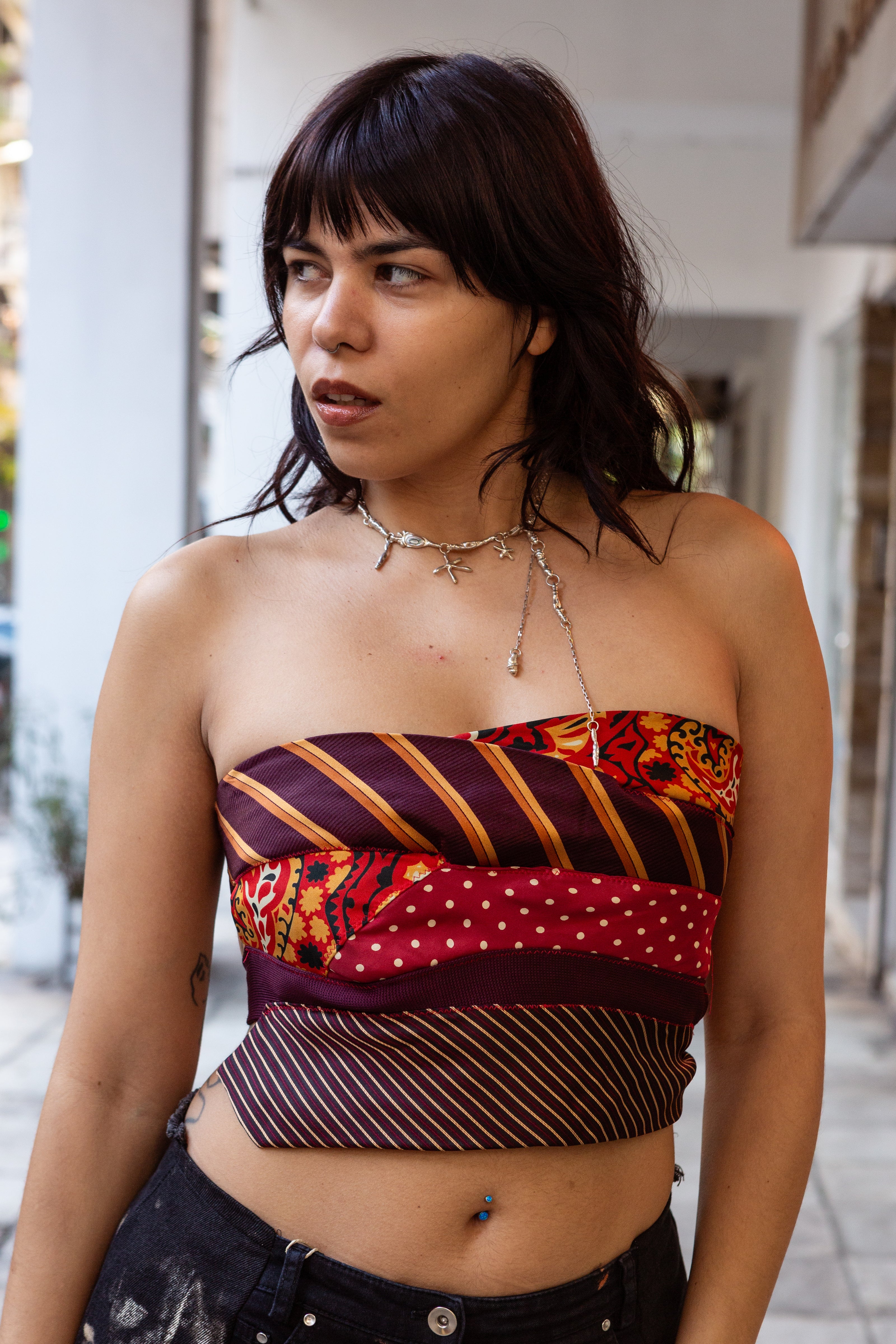 Cosette Up-cycled top with vintage ties