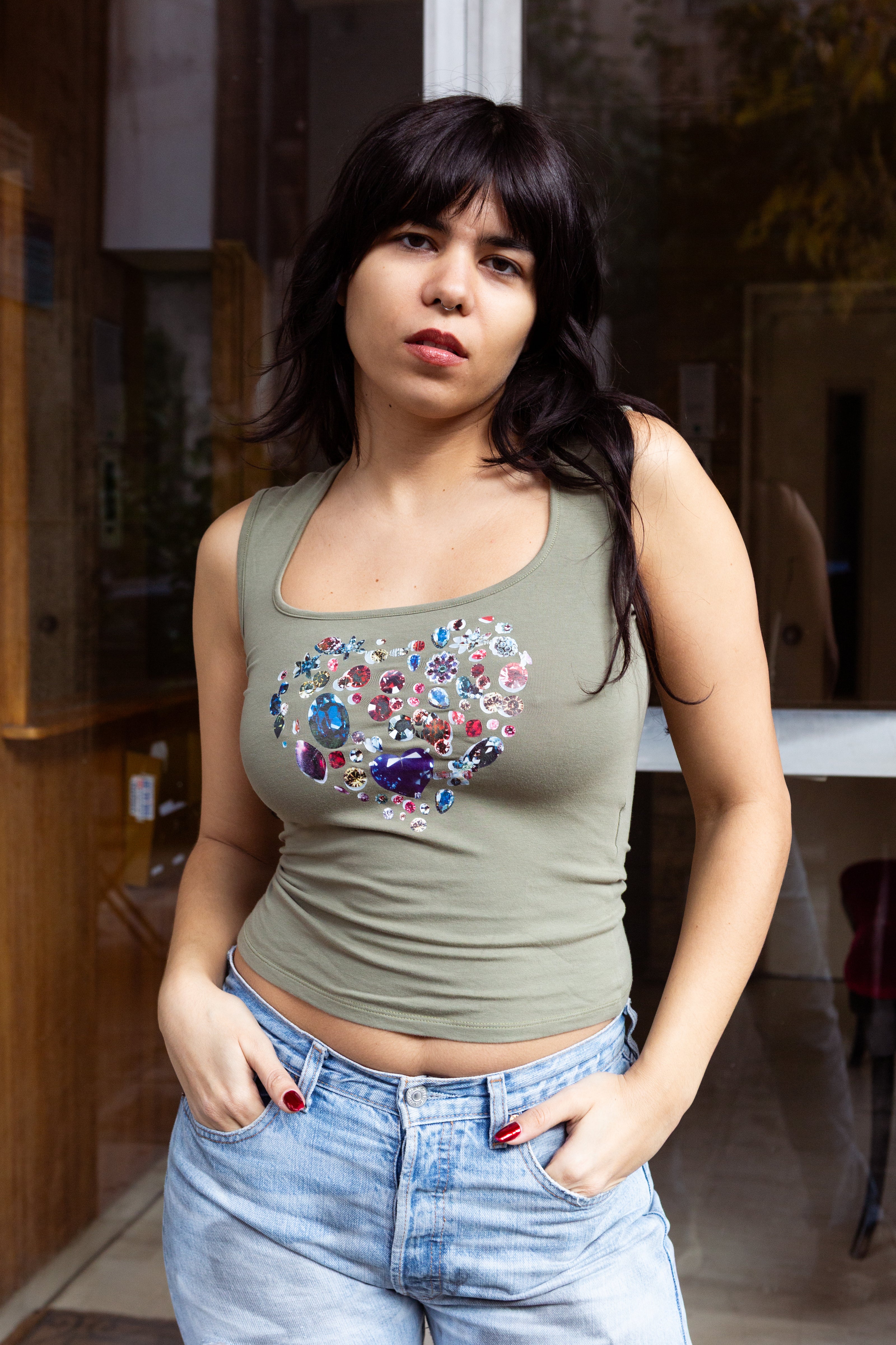 Vintage floral tank top (S/L)