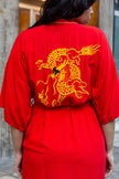 Beautiful viscose asian dragon robe with embroidered detailing