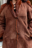Vintage brown genuine shearling coat with fur lininng (M/L)